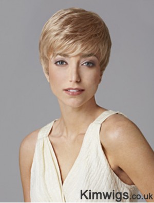 Fashionable 5 inch Straight Blonde Boycuts Short Wigs