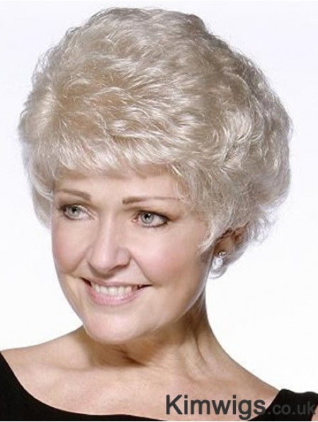 Perfect Short Wavy 100% Hand-tied Grey Wigs