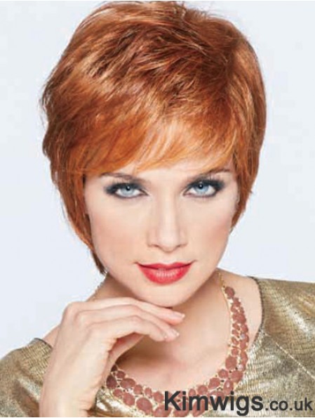 Boycuts Cropped Synthetic Straight Auburn Monofilament Wig Large