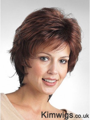 Wavy Layered Short Comfortable Brown Synthetic Wigs
