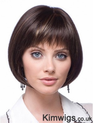 Lace Front Short Straight Brown Flexibility Bob Wigs