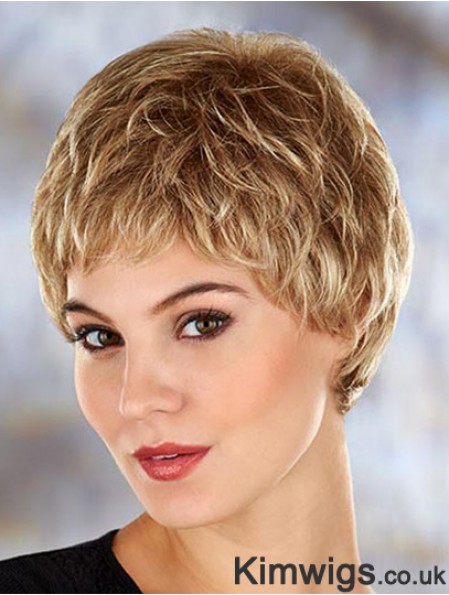 Modern 4 inch Wavy Blonde Boycuts Short Wigs