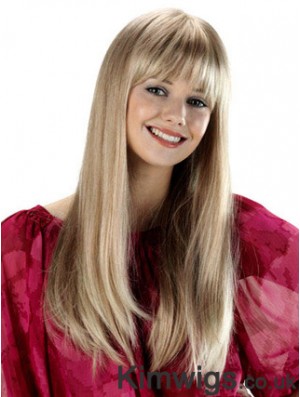 Long With Bangs Straight Blonde Fabulous Synthetic Wigs