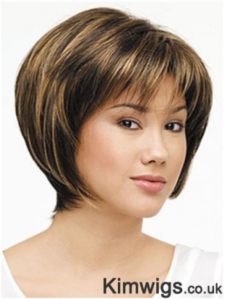 Lace Front Chin Length Straight Brown Designed Bob Wigs