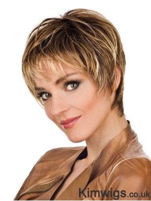 Soft 8 inch Straight Blonde Boycuts Short Wigs