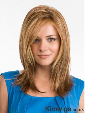 16 inch Synthetic Long Straight Blonde Monofilament Wigs