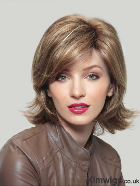 Synthetic UK Chin Length Capless Layered Cut Wavy Style