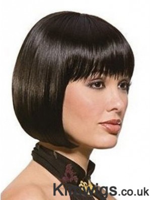 Chin Length Bobs Straight Black Sassy Synthetic Wigs