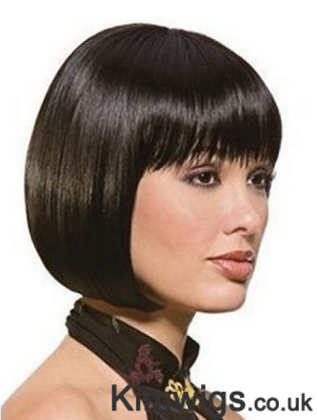 Chin Length Bobs Straight Black Sassy Synthetic Wigs