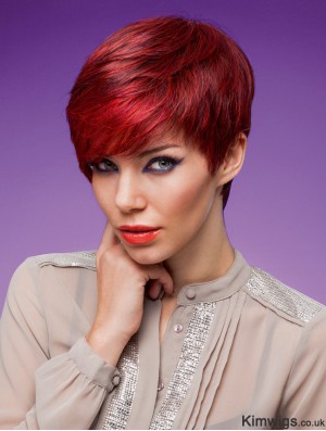 Straight Boycuts 5 inch Red High Quality Synthetic Wigs
