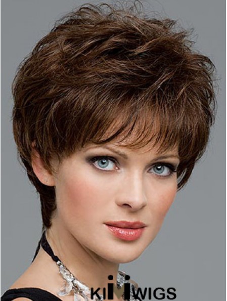 Cutting A Synthetic Wig Boycuts Cropped Length Brown Color