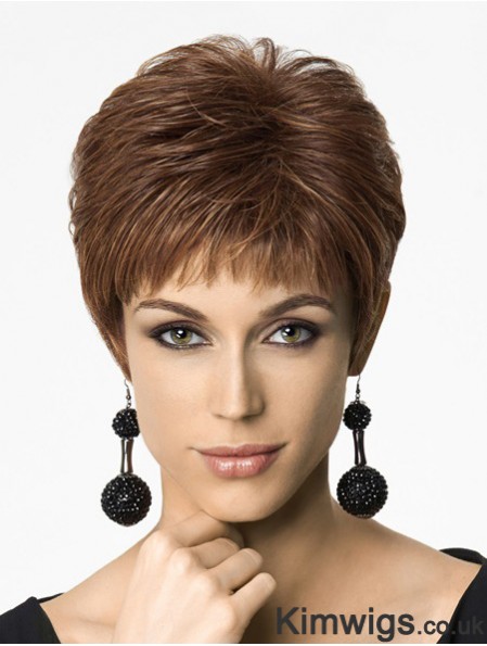 Straight Boycuts 6 inch Auburn Fashionable Synthetic Wigs