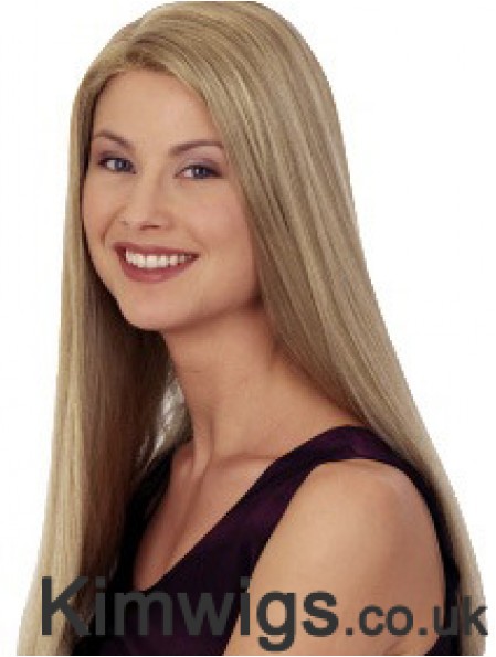 Straight Without Bangs 20 inch Blonde Discount Synthetic Wigs