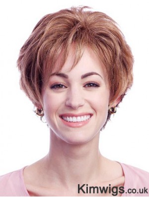 Stylish Auburn Short Layered Wavy Glueless Lace Front Wigs