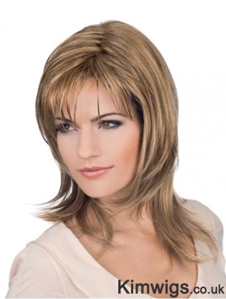 Shoulder Length Blonde Layered Wavy Perfect Full Lace Wigs