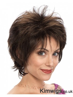 Wavy Layered 7.5 inch Brown Designed Synthetic Wigs