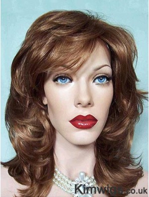 Wavy Layered Shoulder Length Brown Good Lace Front Wigs