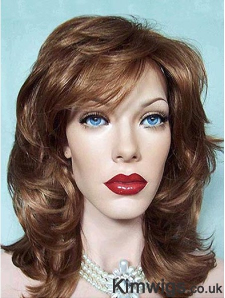 Wavy Layered Shoulder Length Brown Good Lace Front Wigs