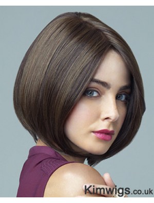 Straight Chin Length Brown 10 inch Lace Front Discount Bob Wigs