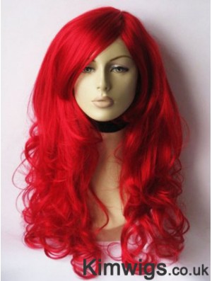 Wavy With Bangs Lace Front Gorgeous 22 inch Red Long Wigs