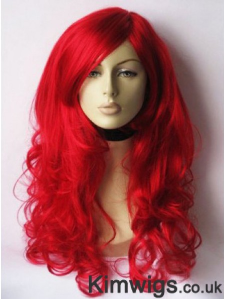 Wavy With Bangs Lace Front Gorgeous 22 inch Red Long Wigs