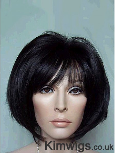 Chin Length Bobs Straight Black Suitable Synthetic Wigs