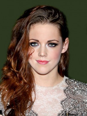 Incredible Auburn Long Wavy 22 inch Without Bangs Kristen Stewart Lace Wigs