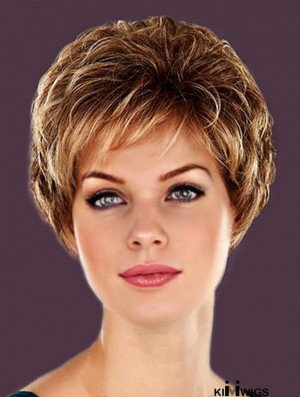 Hairstyles Blonde Cropped Layered Wavy Glueless Lace Front Wigs