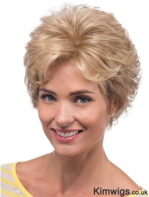 Amazing Blonde Chin Length Layered Wavy Glueless Lace Front Wigs