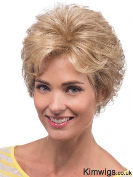 Amazing Blonde Chin Length Layered Wavy Glueless Lace Front Wigs