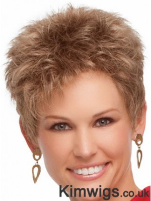 Cropped Boycuts Wavy Blonde Suitable Synthetic Wigs