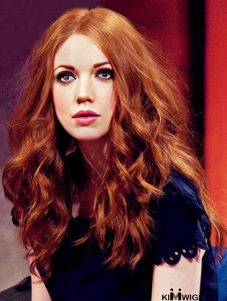 18 inch Wavy Without Bangs Lace Front Copper Fabulous Long Karen Gillan Wigs