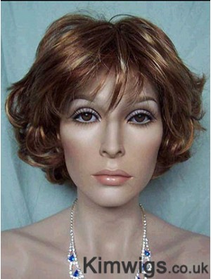 Best Brown Short Wavy With Bangs Lace Front Wigs