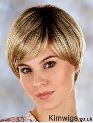 High Quality 7 inch Straight Blonde Layered Short Wigs