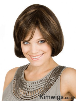 Chin Length Brown Flexibility 10 inch Wavy Bob Wigs