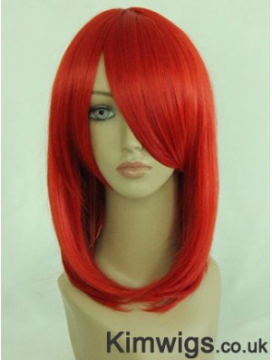 Red Shoulder Length Straight With Bangs 14 inch Online Medium Wigs