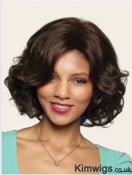 Wavy Without Bangs 10 inch Brown Great Synthetic Wigs