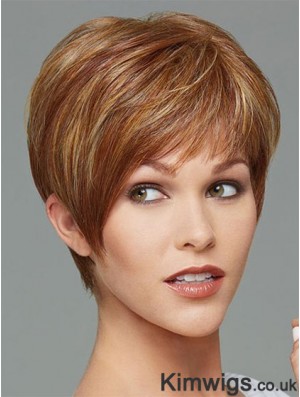 Cropped Boycuts Straight Brown Stylish Synthetic Wigs