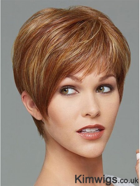 Cropped Boycuts Straight Brown Stylish Synthetic Wigs