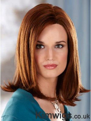 Shoulder Length Without Bangs Straight Auburn Great Synthetic Wigs