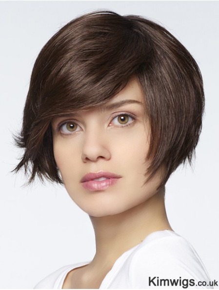 Straight Short Auburn 6 inch Monofilament Style Bob Wigs