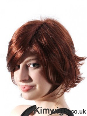 Chin Length Layered Wavy Auburn Natural Synthetic Wigs