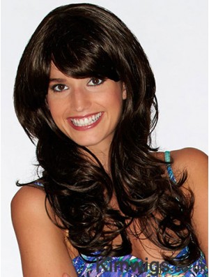 Wavy Good 18 inch Black With Bangs Long Wigs
