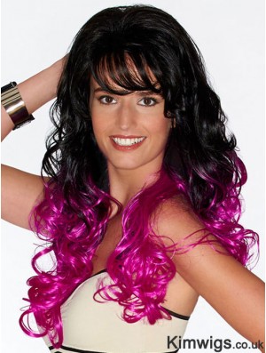 Curly Suitable 22 inch Ombre/2 Tone With Bangs Long Wigs