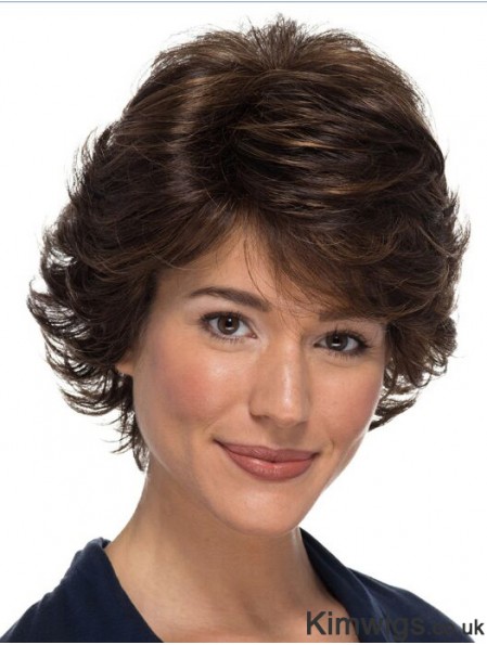 Classic Wavy 100% Hand-tied Brown 8 inch Wigs For Women With Cancer