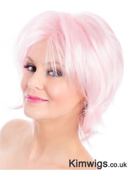 Straight Bobs Pink 8 inch Capless Wig Fashion