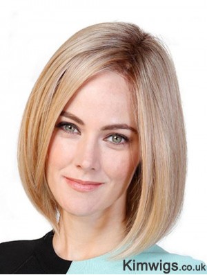 Straight Bobs Blonde 11 inch Monofilament Cancer Patient Wigs