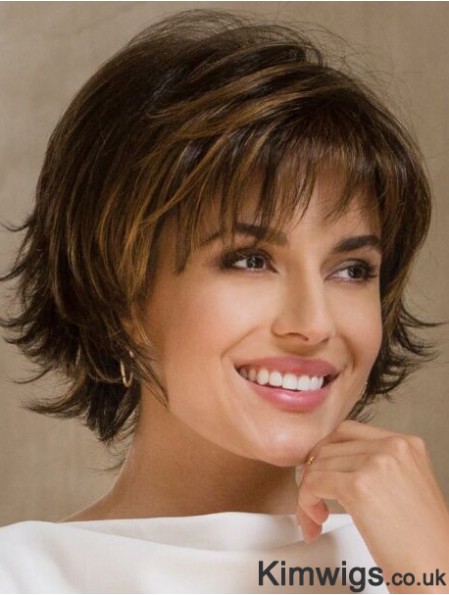 Synthetic Bobs Brown Wavy 9 inch Medium Wig