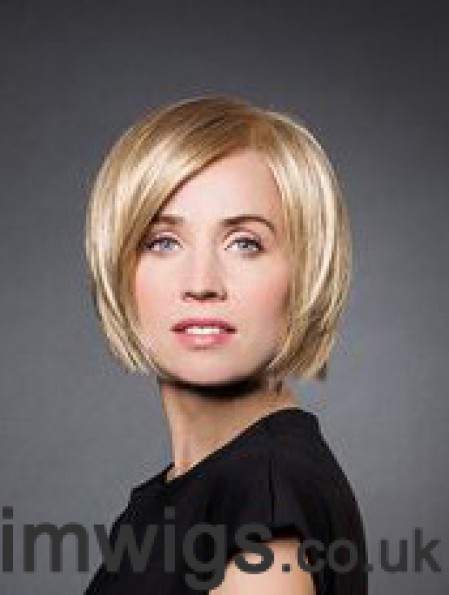 10 inch Straight Blonde Synthetic Chin Length Monofilament Wig Bob