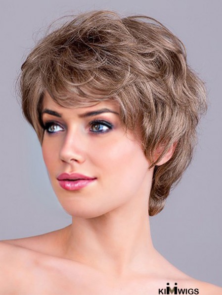 Synthetic Wavy Brown 8 inch Short Monofilament Wig For Women Classic Style